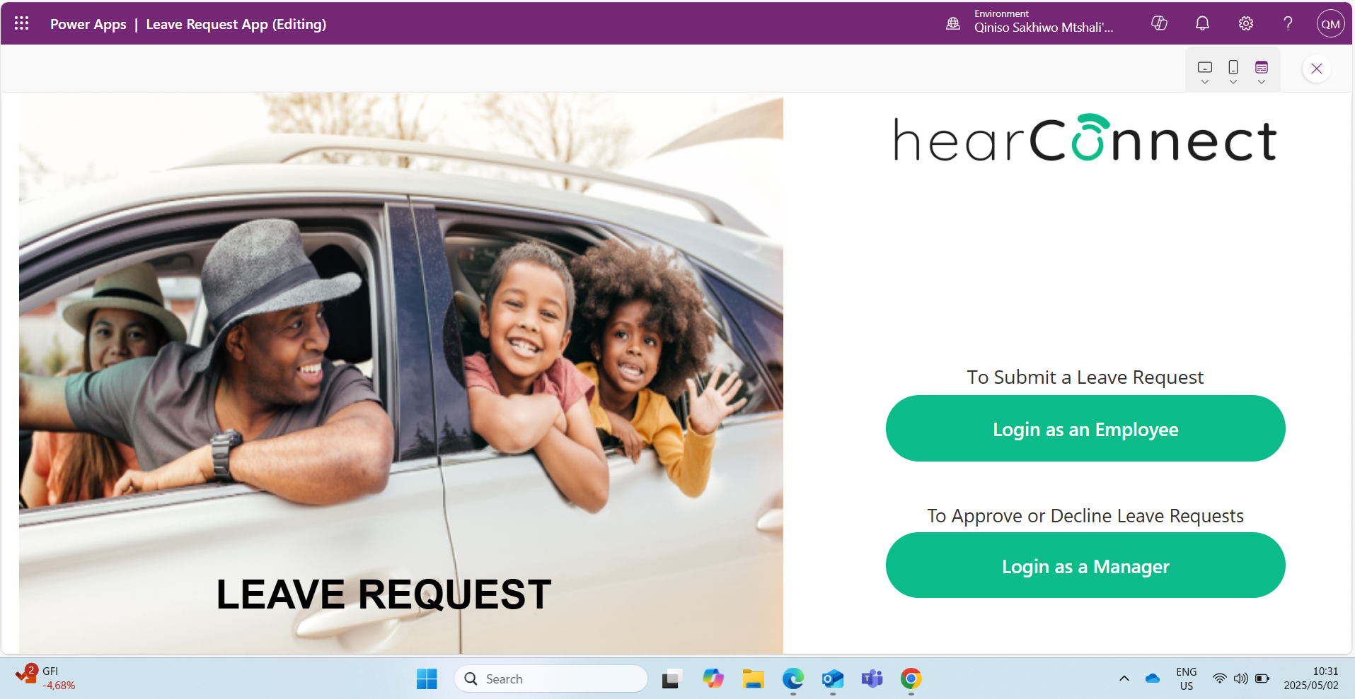Leave Request App Screenshot